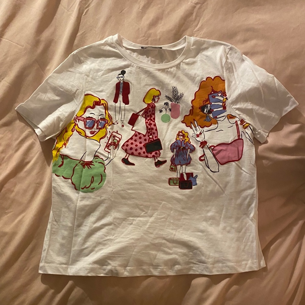 ZARA - velvet detailed graphic tee